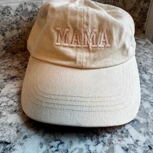 Mama hat adjustable cap. Cream color with embroidered MAMA. NWT